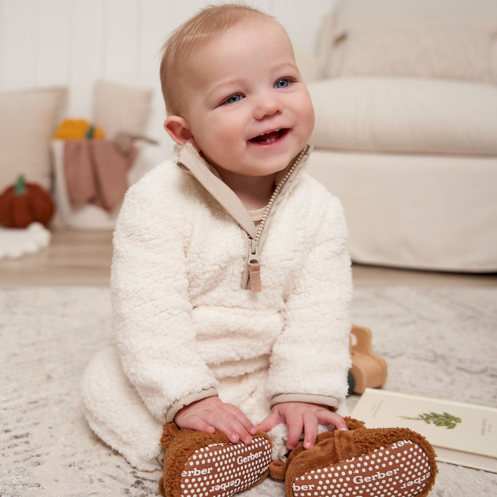 Baby Neutral Ivory Fleece Romper