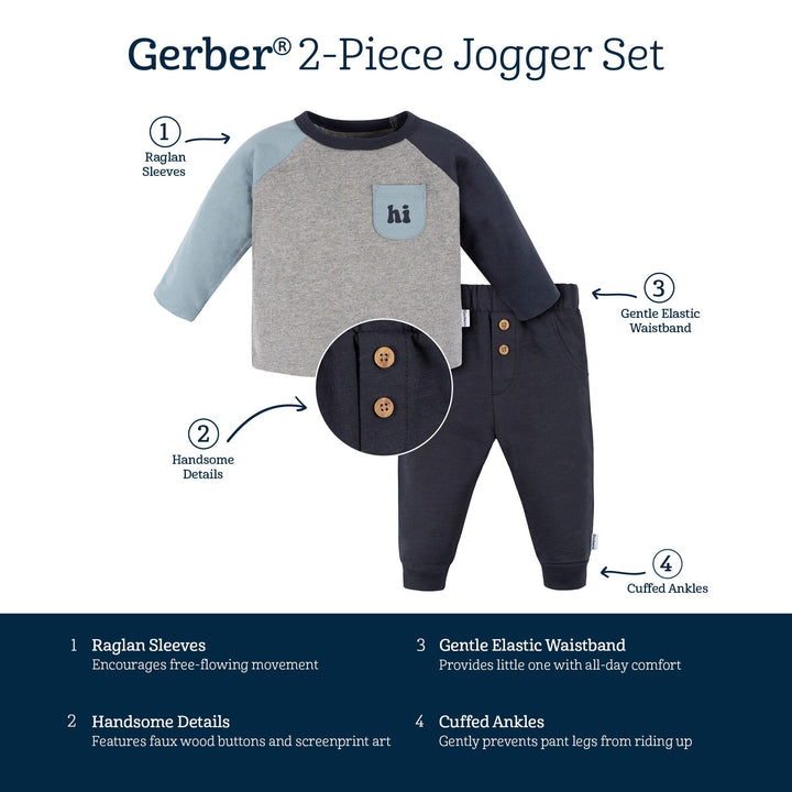 2-Piece Baby Boys Happy Jogger Set