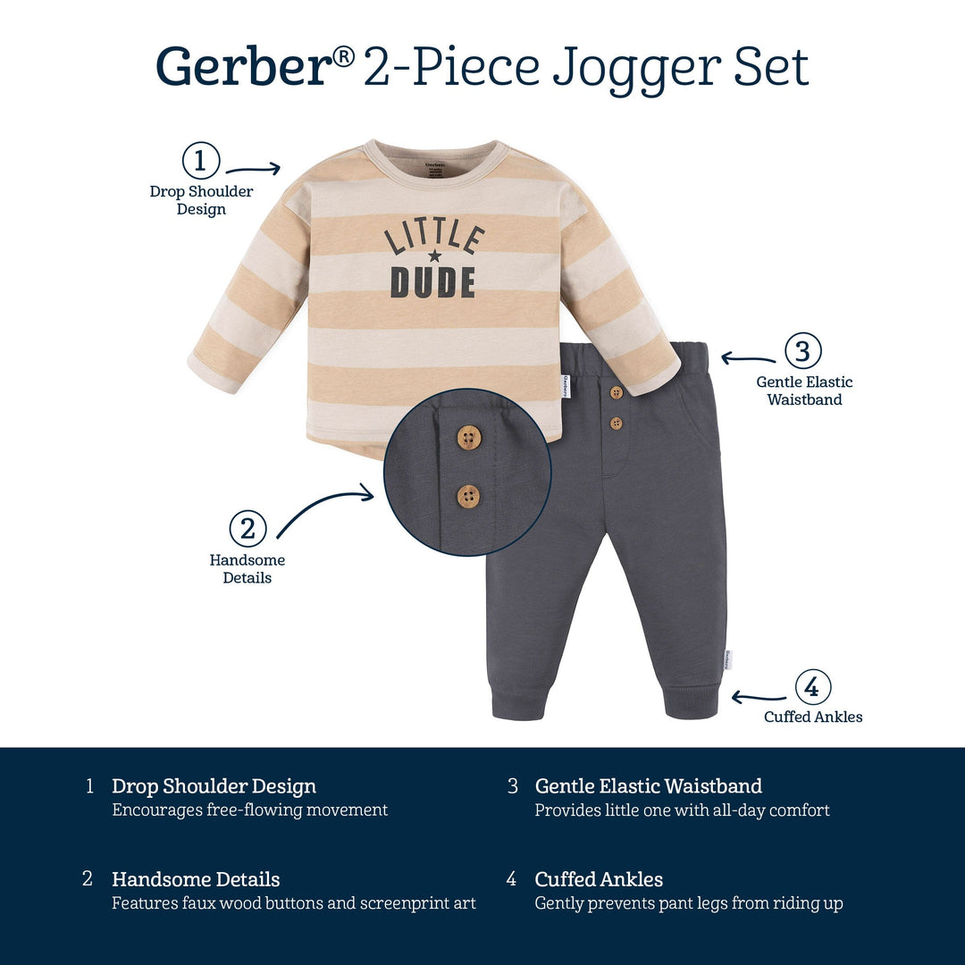 2-Piece Baby Boys Little Dude Jogger Set