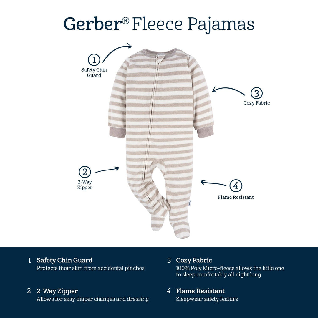 2-Pack Baby & Toddler Neutral Deer Fair Isle Fleece Pajamas