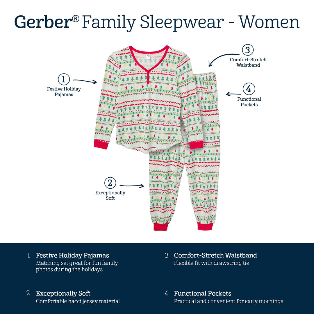 2-Piece Womens Oh What Fun FairIsle Holiday Family Pajamas