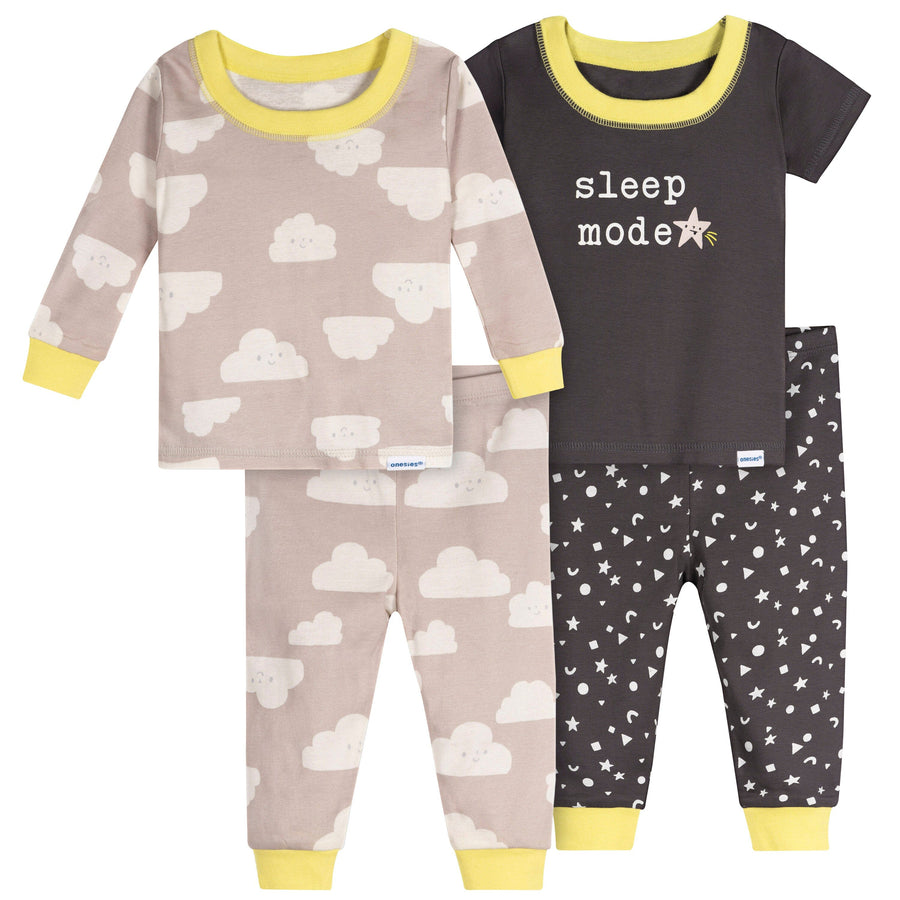 4-Piece Baby Neutral Clouds Pajamas Sets