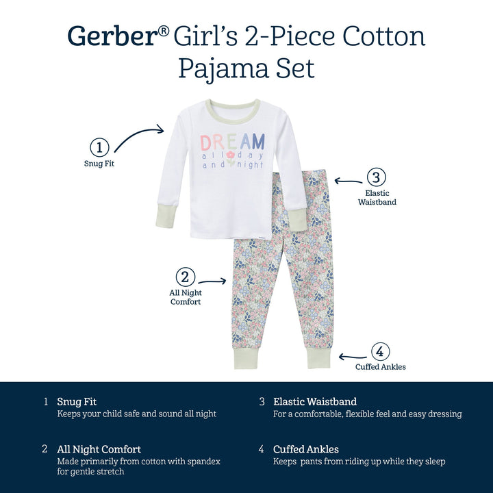 2-Piece Infant & Toddler Girls Ditsy Floral Long Sleeve Pajama Set