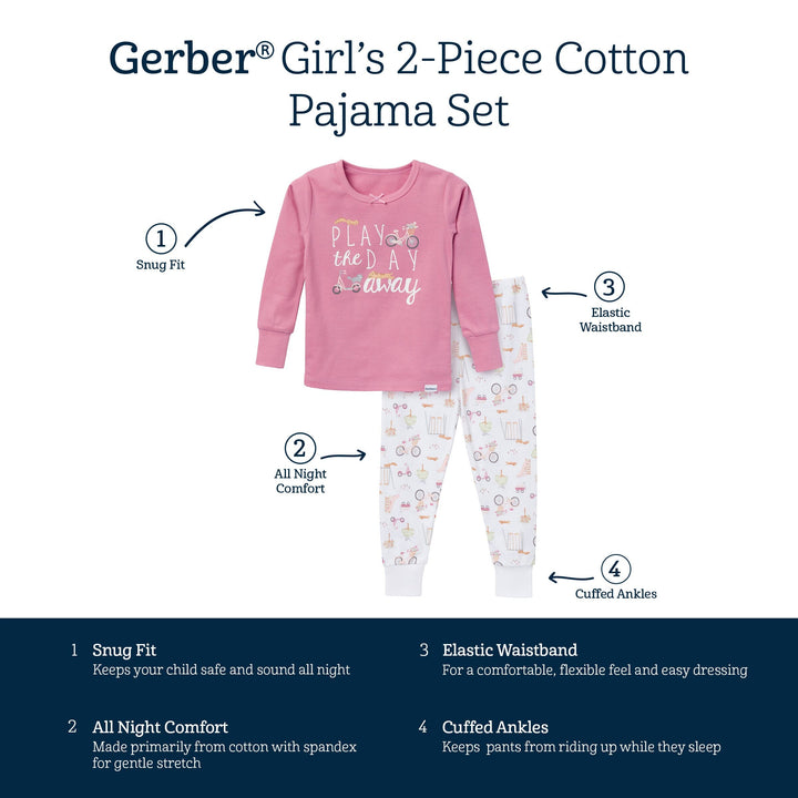 2-Piece Infant & Toddler Girls Playground Long Sleeve Pajama Set