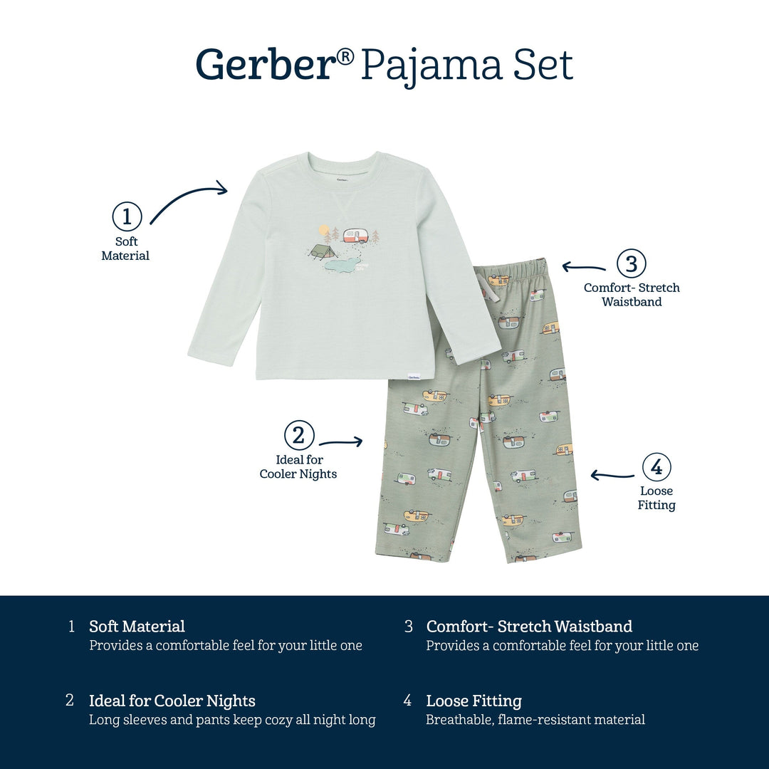 2-Piece Toddler Boys Camp Pajama Set