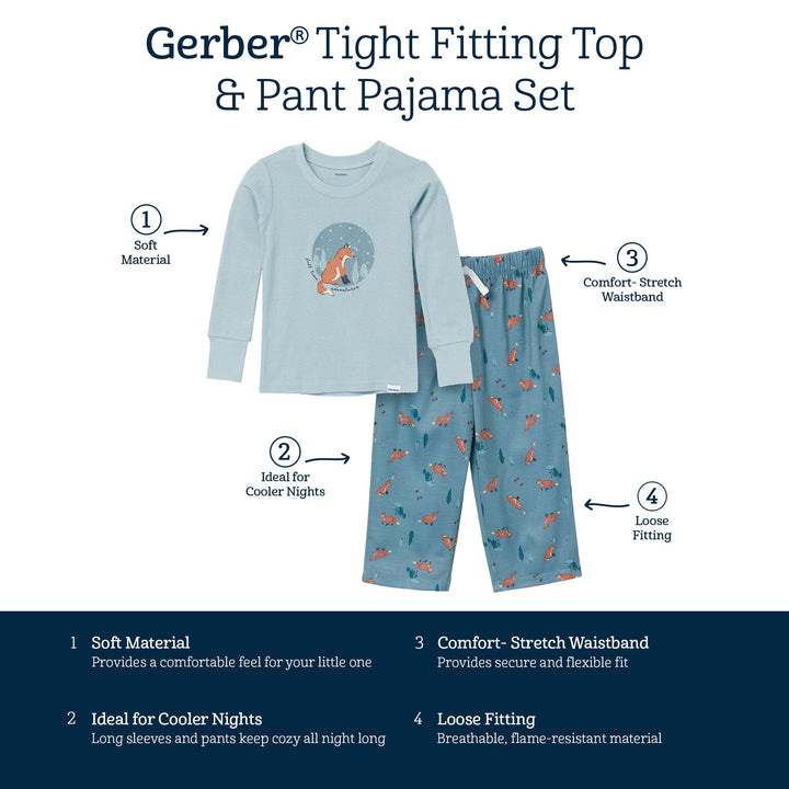 2-Piece Infant & Toddler Boys Fox Tight Fitting Pajama Set