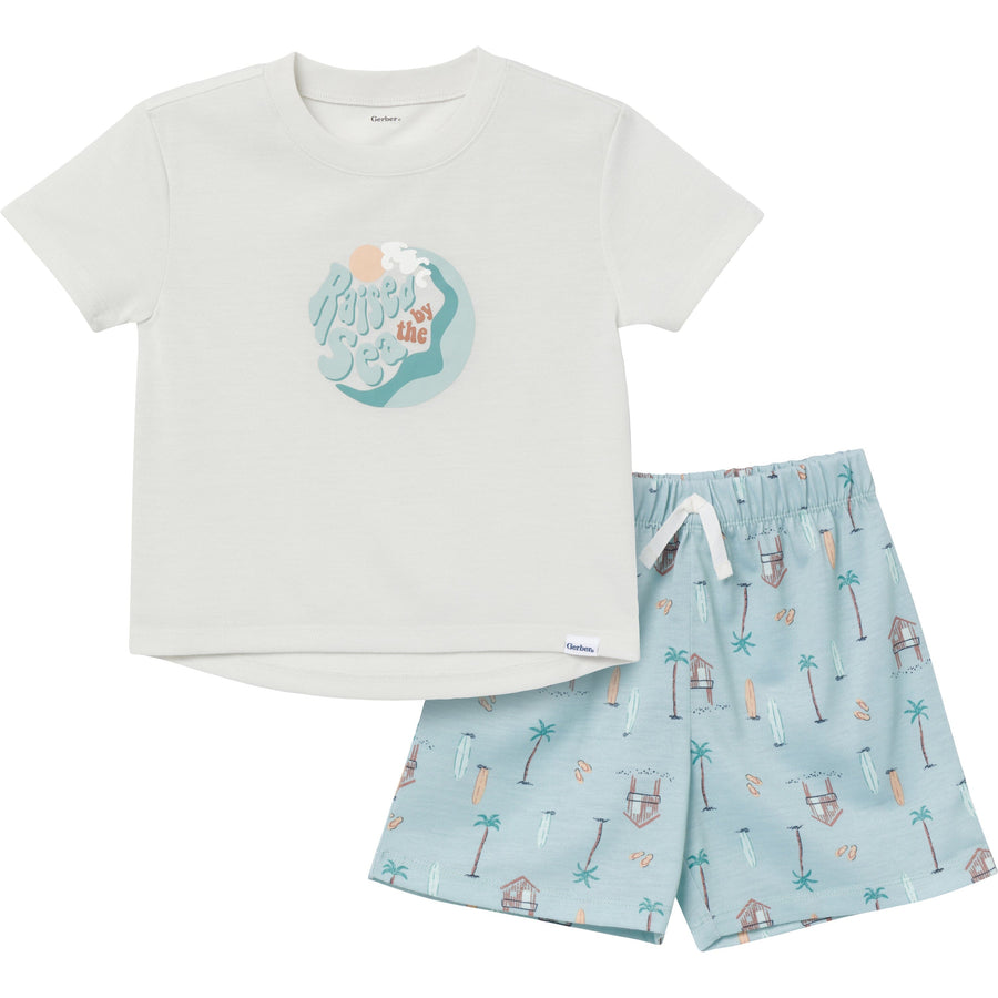 2-Piece Toddler Boys Sea Pajama Shorts Set