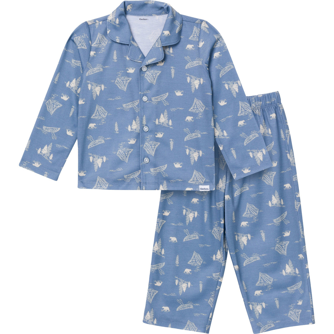 2-Piece Infant & Toddler Boys Bear Button Up Pajama Set