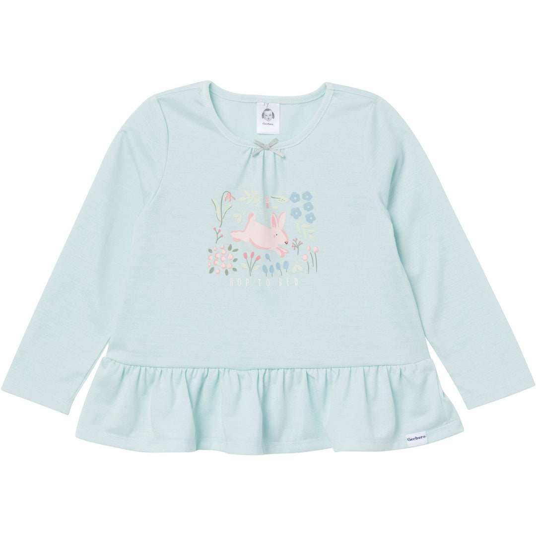 2-Piece Toddler Girls Bunny Peplum Pajama Set