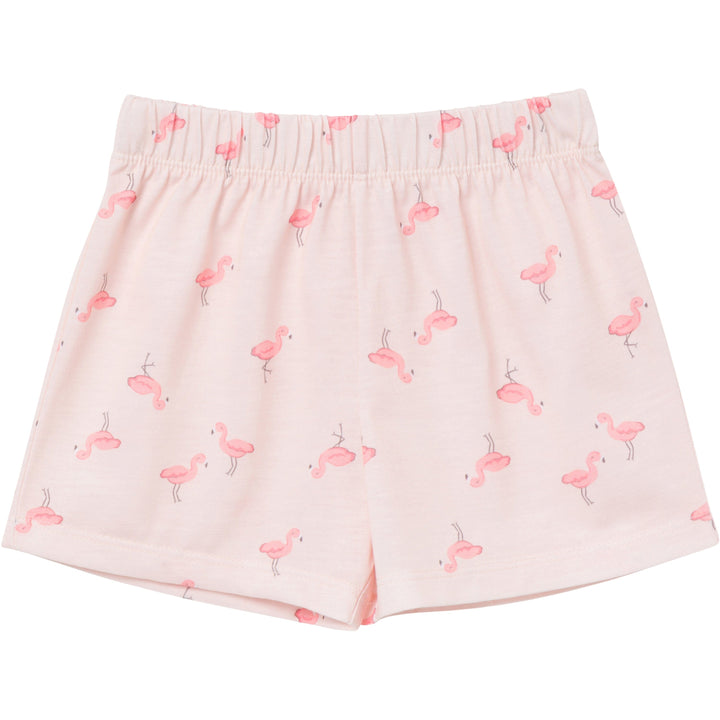 2-Piece Infant & Toddler Girls Flamingoes Button Up Pajama Shorts Set