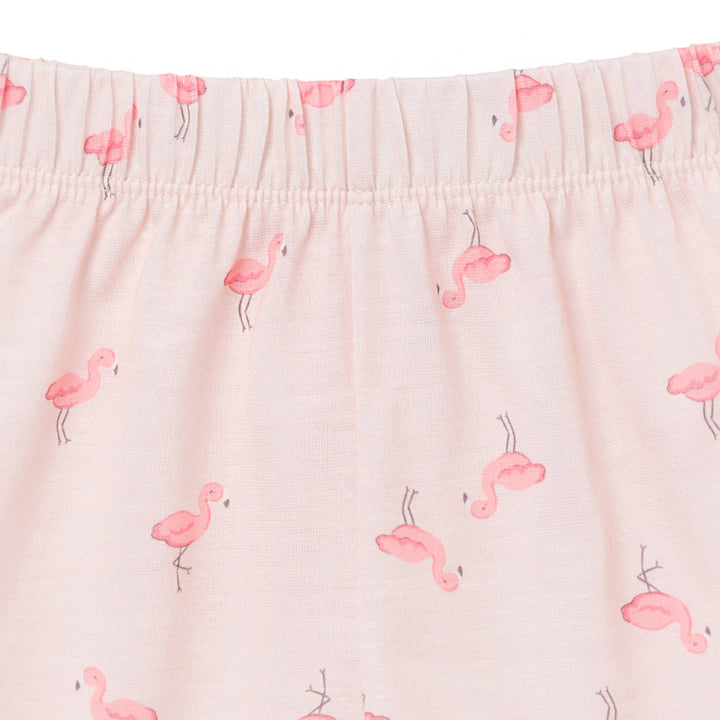 2-Piece Infant & Toddler Girls Flamingoes Button Up Pajama Shorts Set