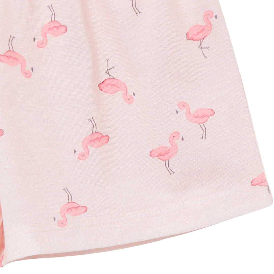 2-Piece Infant & Toddler Girls Flamingoes Button Up Pajama Shorts Set