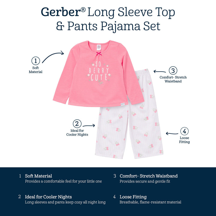 2-Piece Toddler Girls Berry Pajama Set