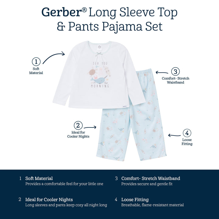 2-Piece Toddler Girls Sea Pajama Set