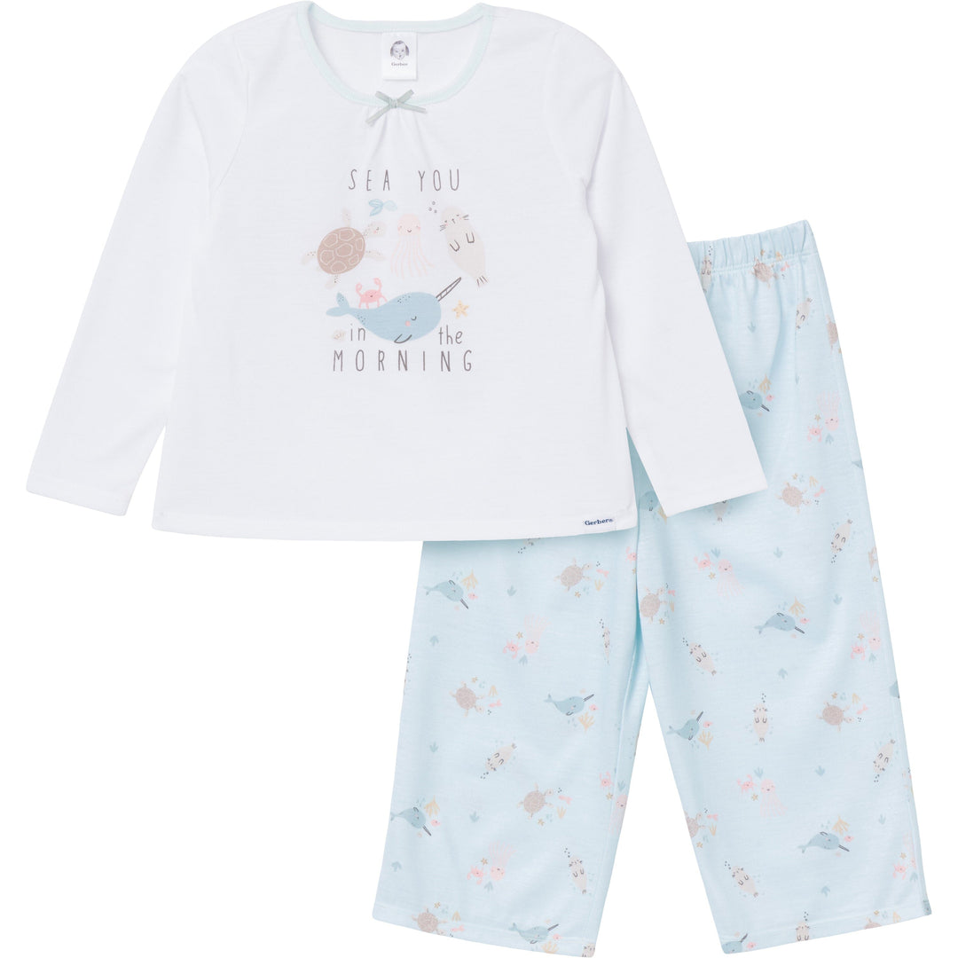 2-Piece Toddler Girls Sea Pajama Set