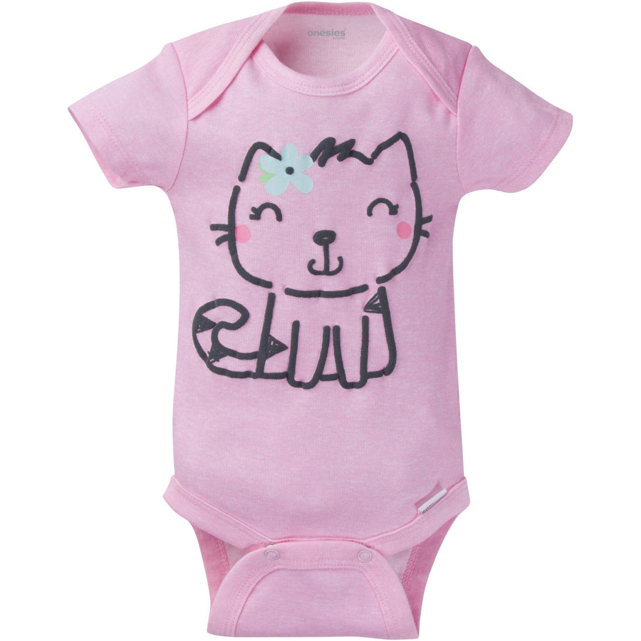 8-Pack Baby Girl Kitty Short Sleeve Onesies® Brand Bodysuits – Gerber ...