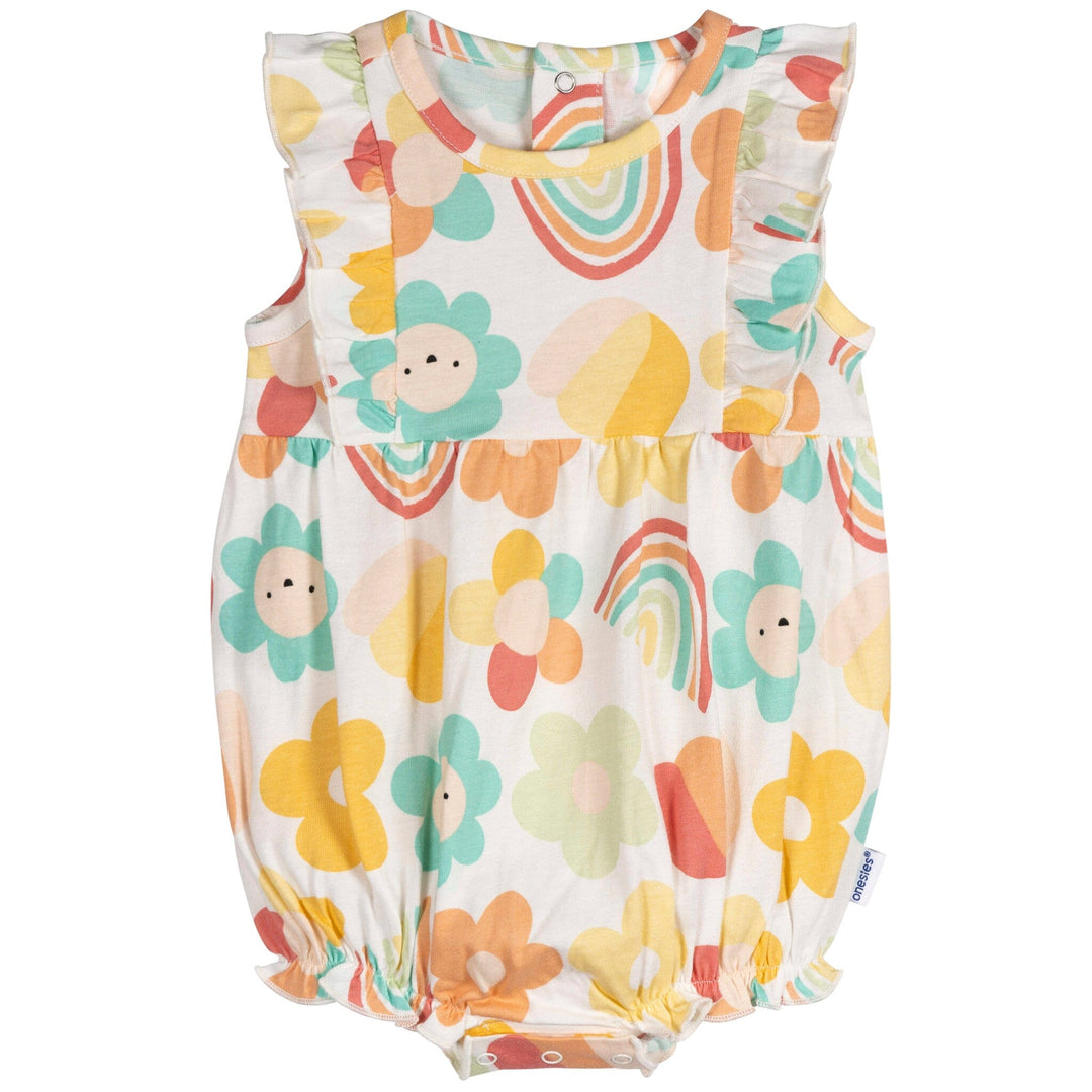 3-Pack Baby Girls Garden Rompers