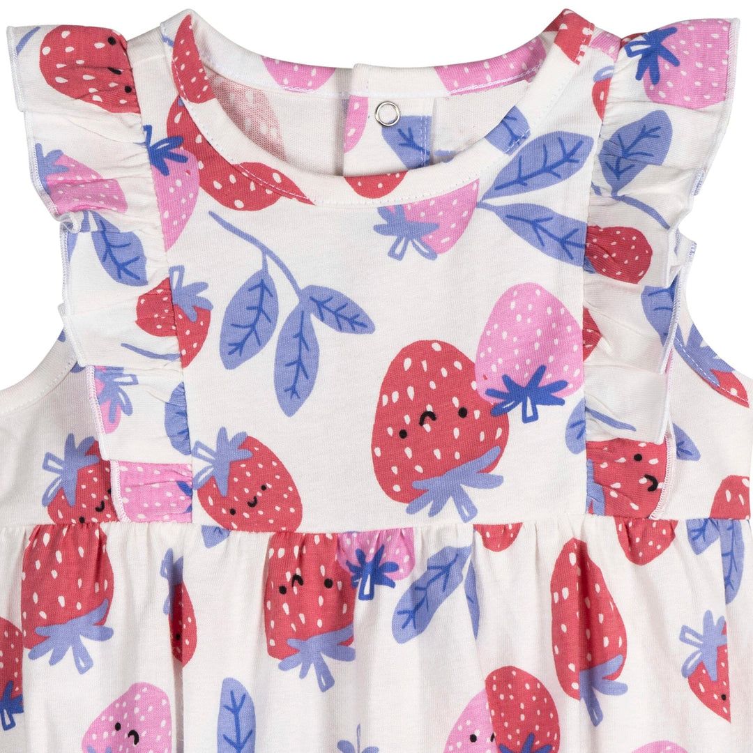 3-Pack Baby Girls Strawberries Rompers