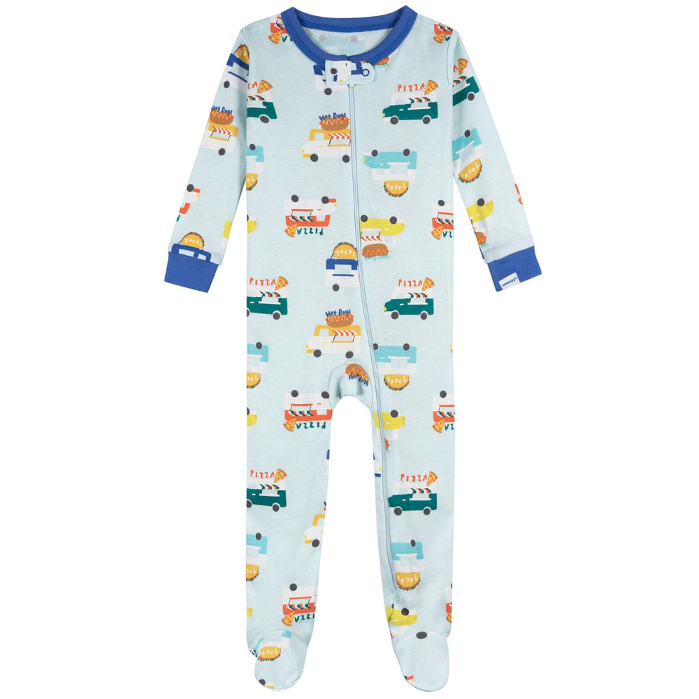 4-Pack Baby Boys Snack Truck Snug Fit Footed Pajamas