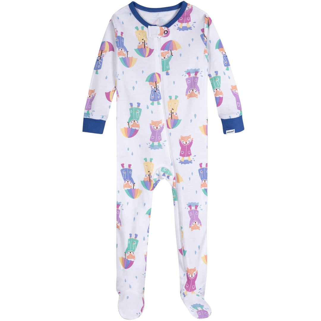 4-Pack Baby Girls Rainy Day Snug Fit Footed Pajamas