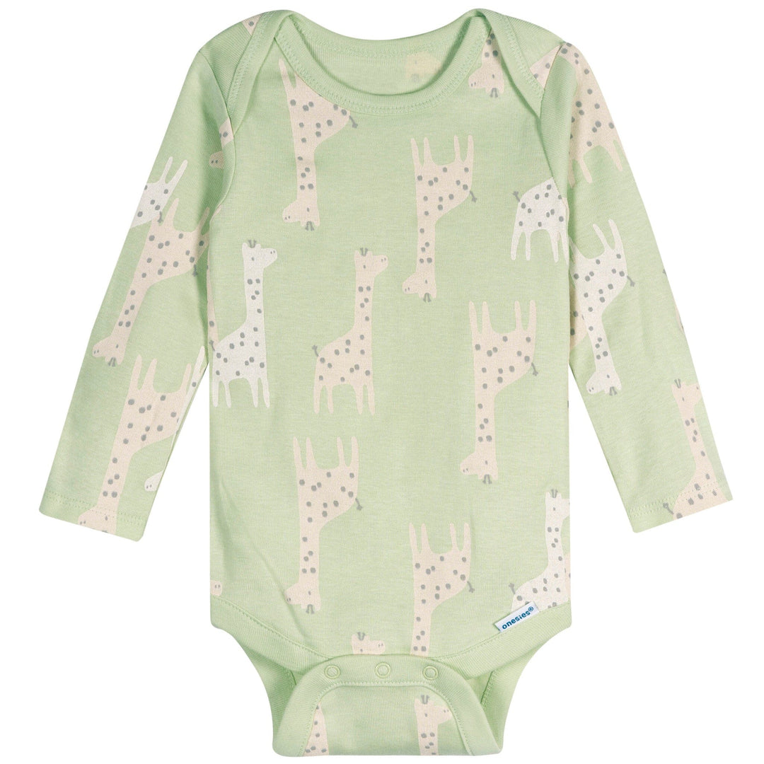 6-Pack Baby Neutral Giraffes Long Sleeve Onesies® Bodysuits