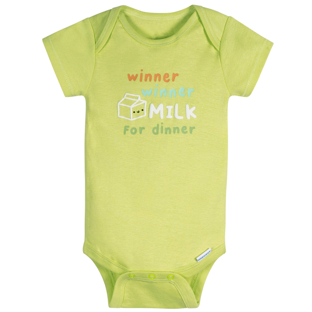 6-Piece Baby Neutral Milk Dinner Onesies® and Active Pant Set