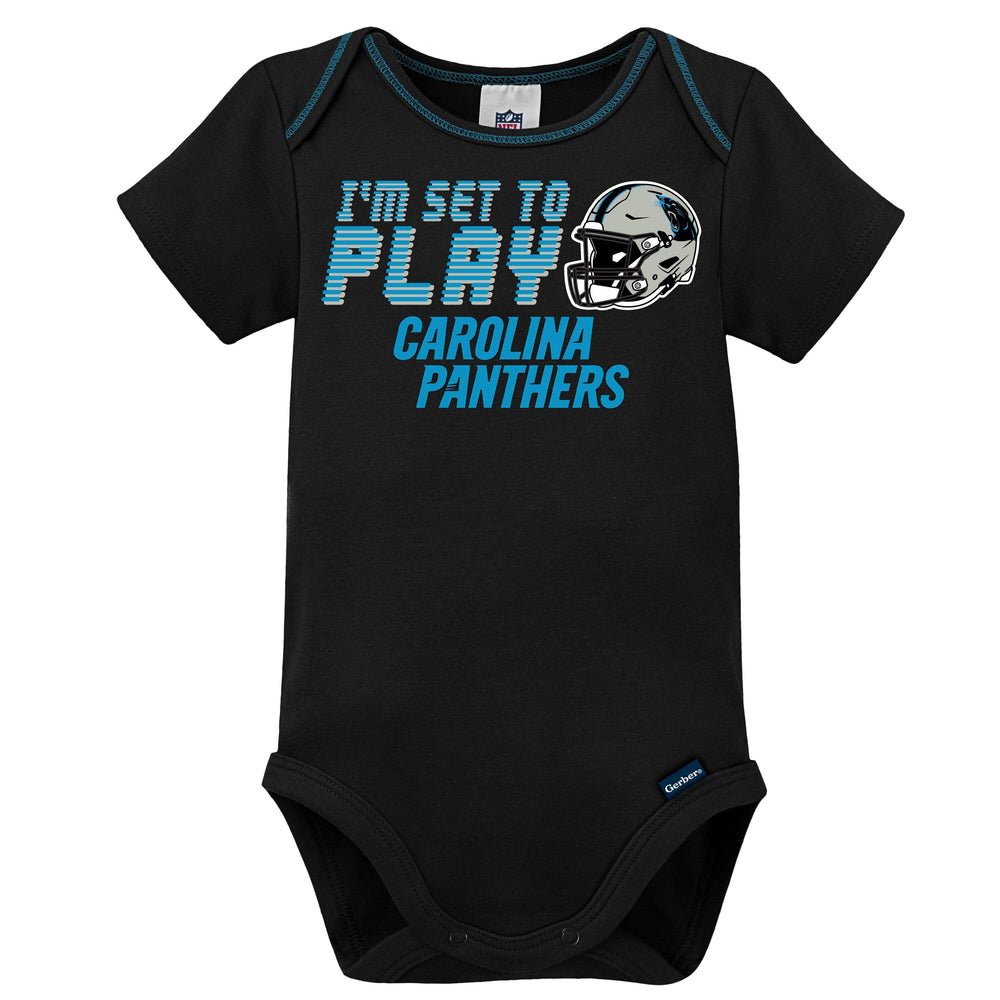 3-Pack Baby Boys Panthers Short Sleeve Bodysuits