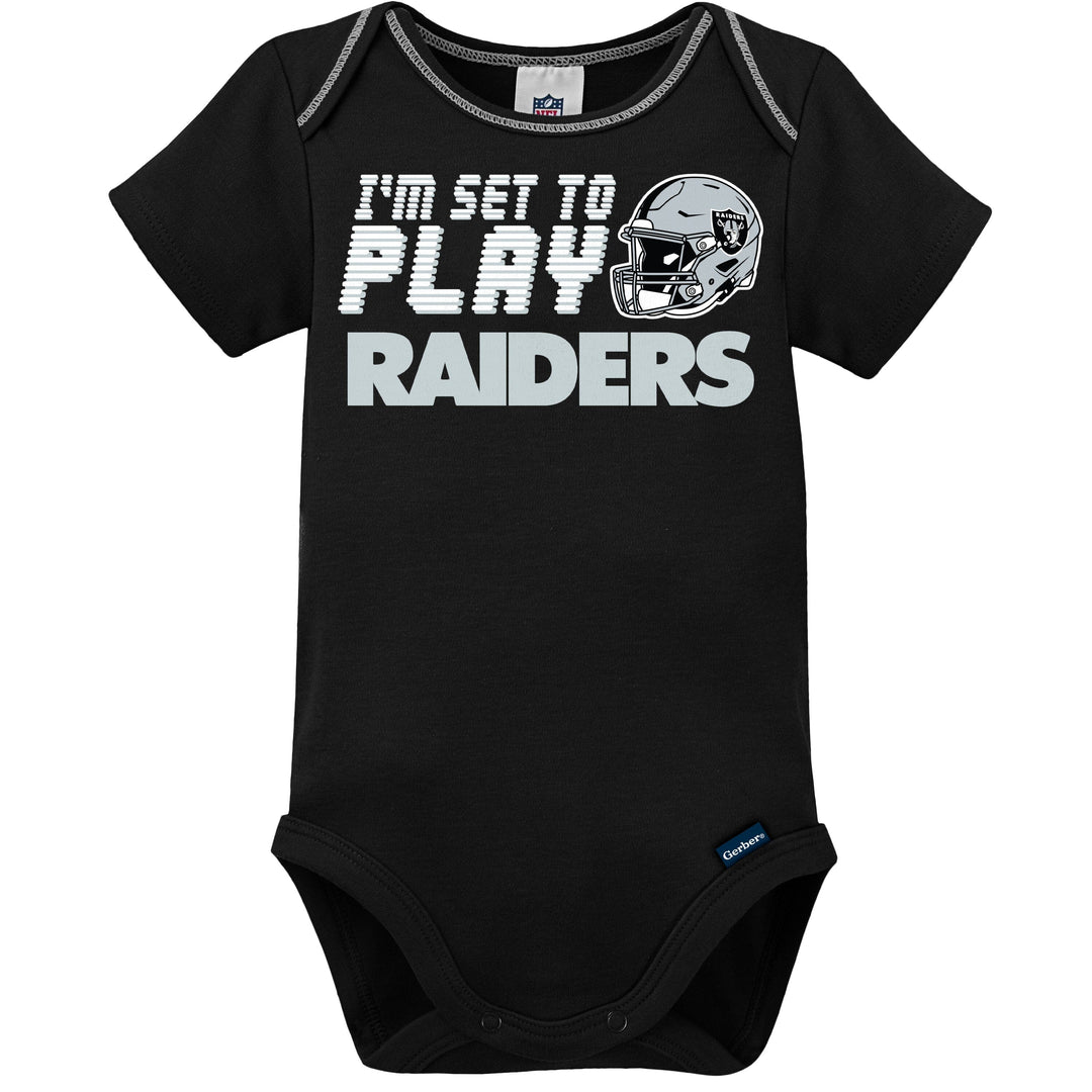 NFL Raiders Baby Boys 3-Piece Bodysuit, Sleep 'n Play, and Cap Set