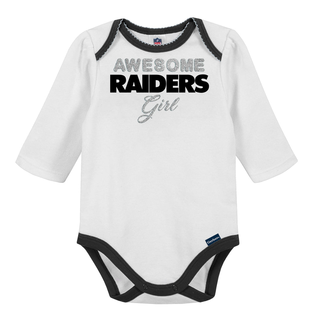 Gerber Baby Girls' Las Vegas Raiders 3-Piece Bodysuit, Footed Pant