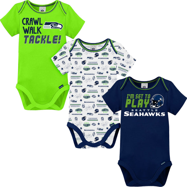 NFL Seattle Seahawks Baby Girls Long Sleeve Bodysuits - 6-12mo