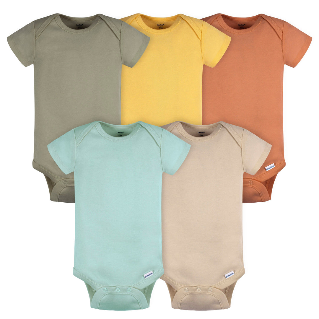 5-Pack Baby Boys Green/ Brown Short Sleeve Onesies® Bodysuits