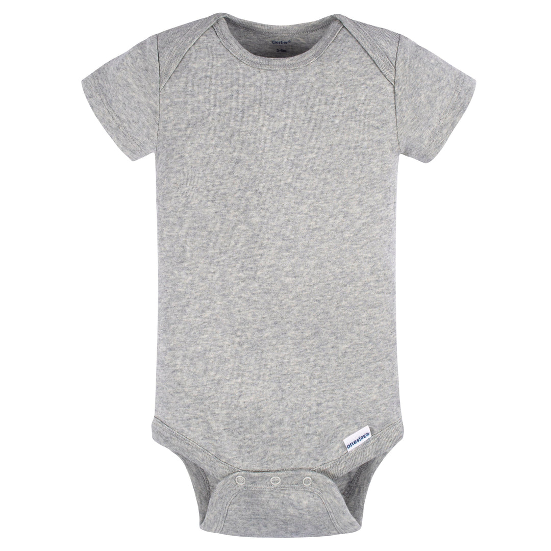 5-Pack Baby Neutral Grey/ Lt Grey Heather Short Sleeve Onesies® Bodysuits