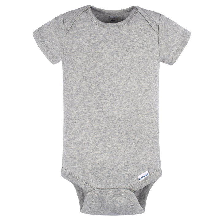 5-Pack Baby Neutral Grey/ Lt Grey Heather Short Sleeve Onesies® Bodysuits