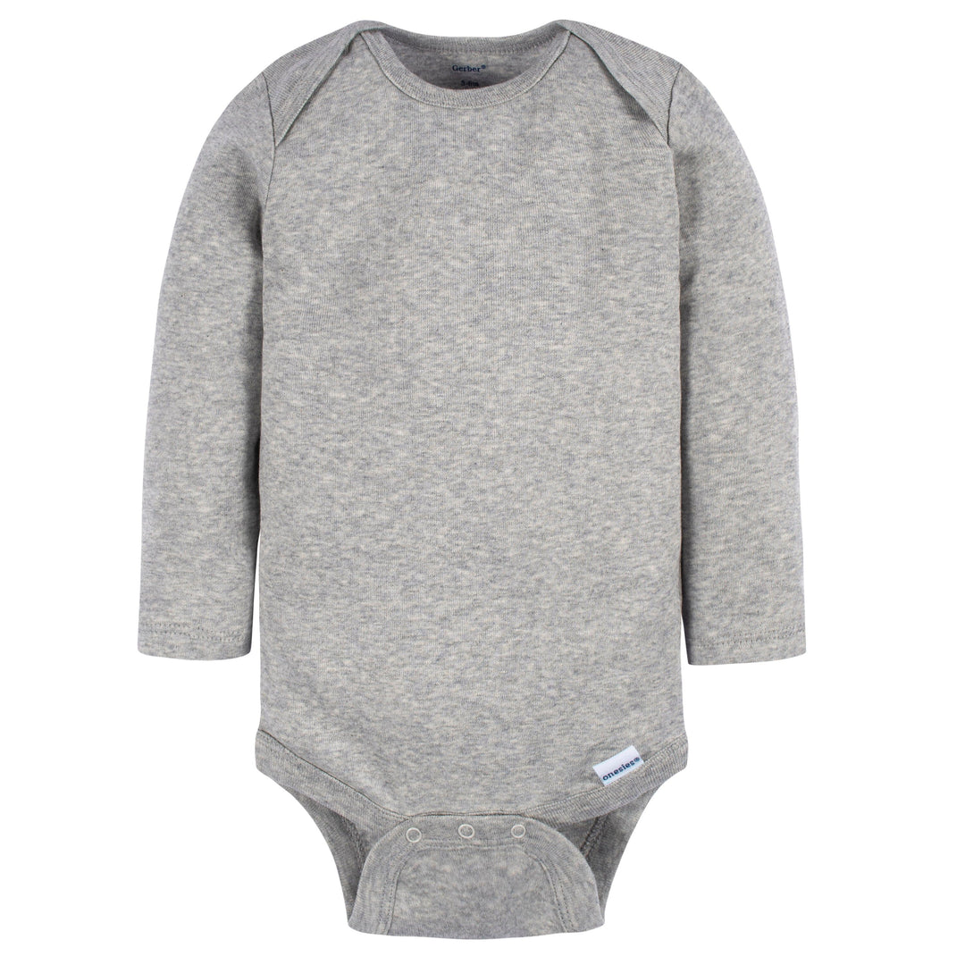 4-Pack Baby Neutral Grey/ Grey Heather Long Sleeve Onesies® Bodysuits