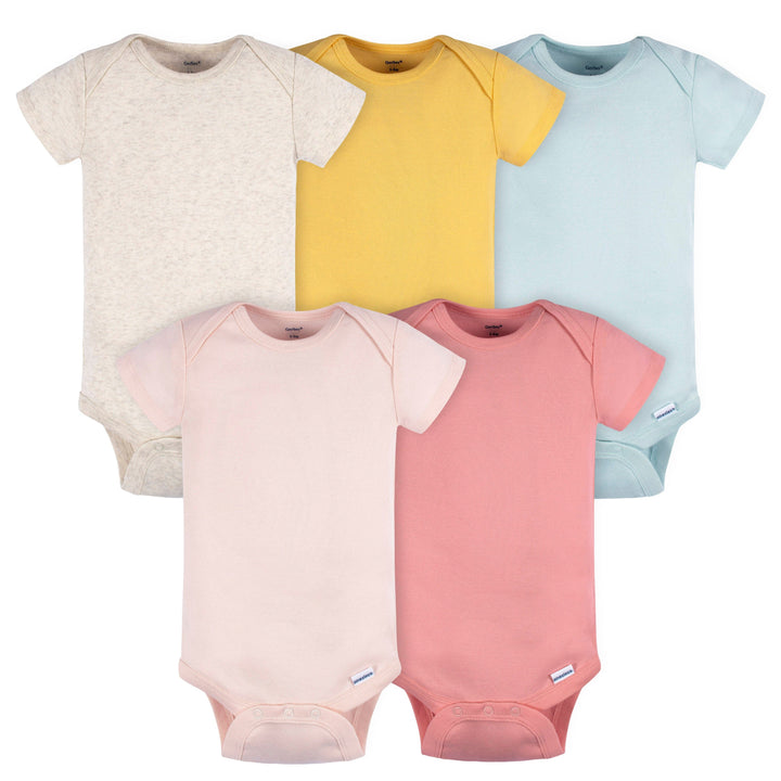 5-Pack Baby Girls Blue/ Pink Short Sleeve Onesies® Bodysuits