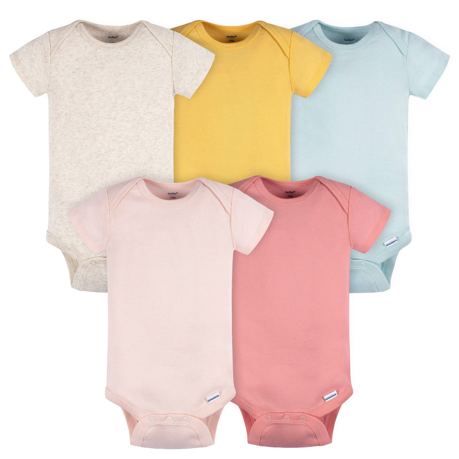 5-Pack Baby Girls Blue/ Pink Short Sleeve Onesies® Bodysuits