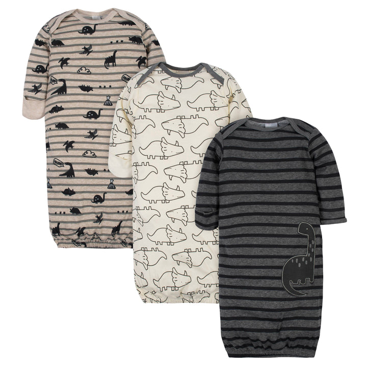 3-Pack Baby Boys Dino Gowns