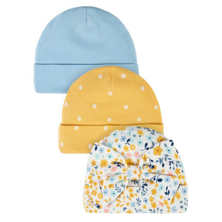 3-Pack Baby Girls Daisy Caps