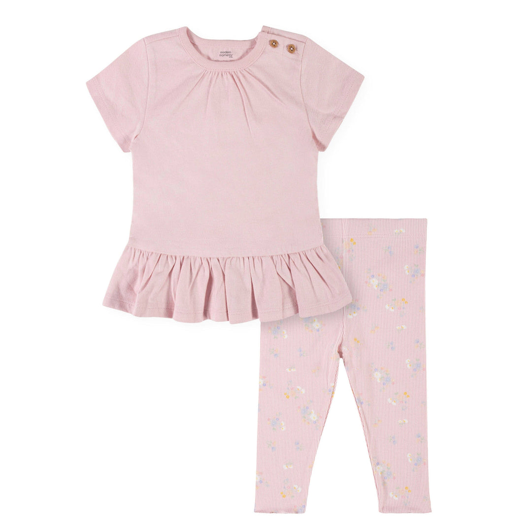2-Piece Baby Girls Pink Short Sleeve Top & Leggings – Gerber Childrenswear