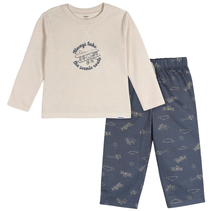 2-Piece Toddler Boys Airplane Pajama Set