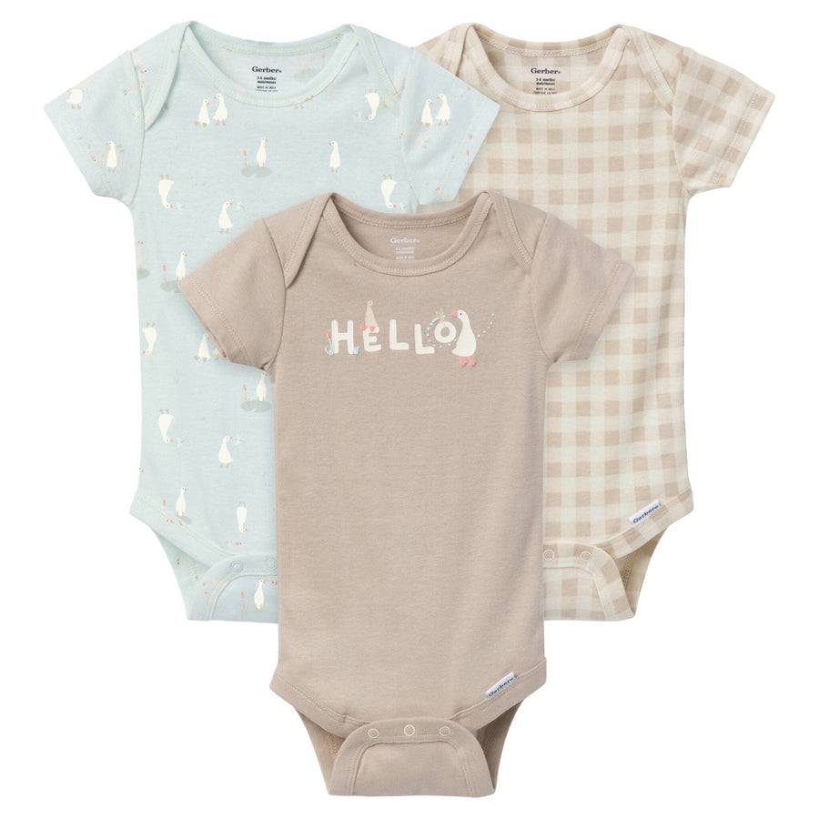 3-Pack Baby Neutral Goose Pond Onesies® Bodysuits onesies Gerber® 