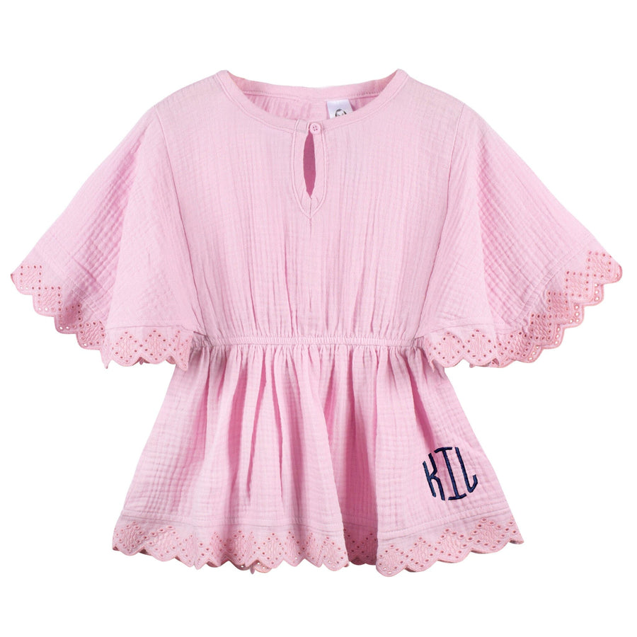 Embroidered Baby & Toddler Girls Light Pink Gauze Kaftan Swim Coverup