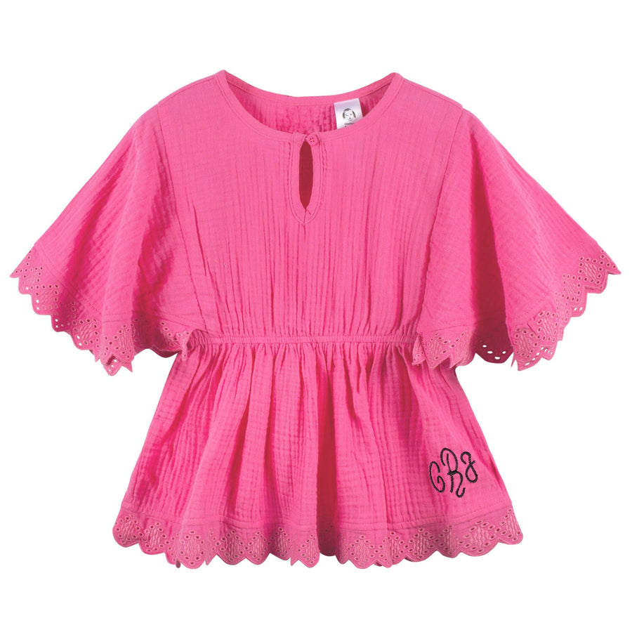 Embroidered Baby & Toddler Girls Pink Gauze Kaftan Swim Coverup