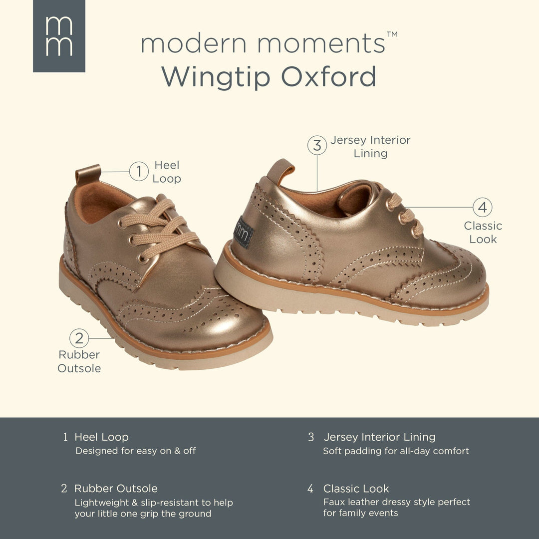 Infant & Toddler Girls Platinum Wingtip Oxfords