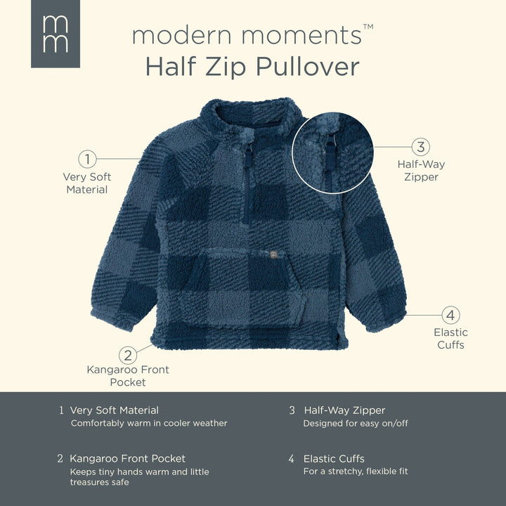 Infant & Toddler Boys Navy Plaid Half-Zip Pullover