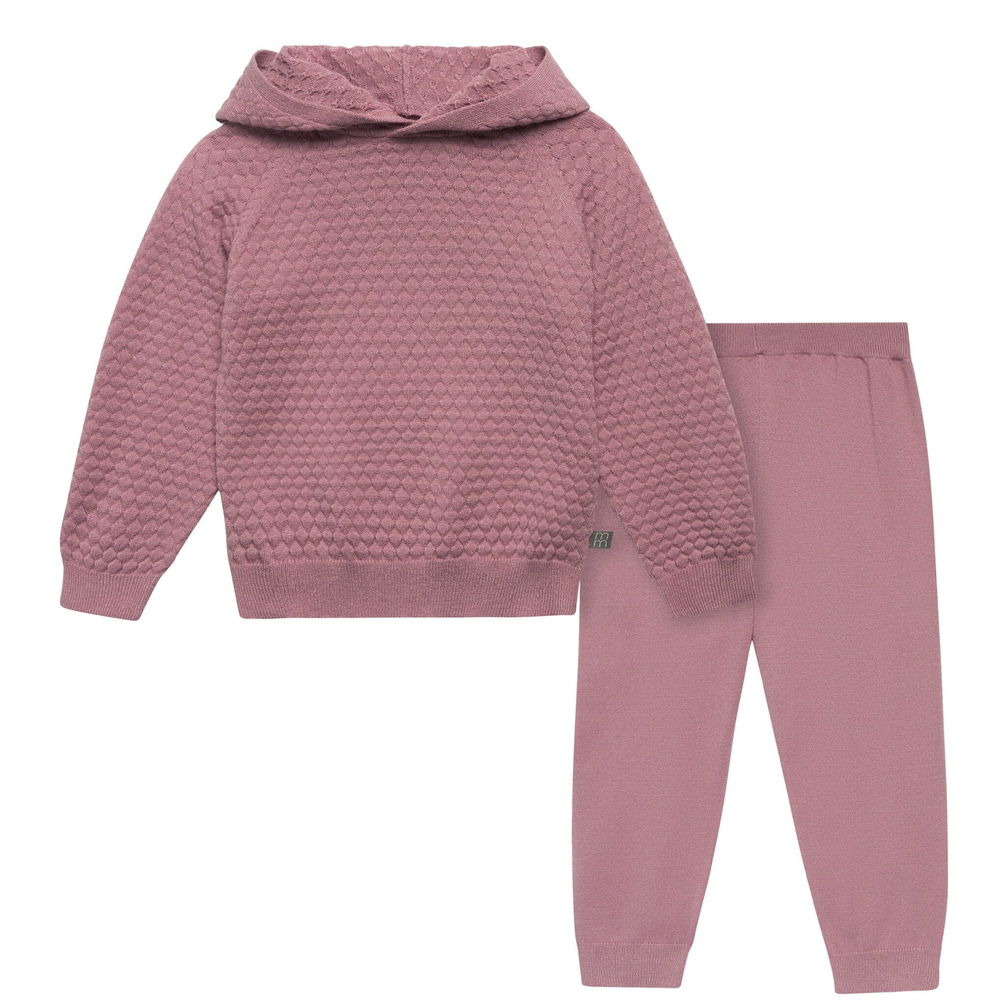 Hand outlets knit girl's hoodie and pants set