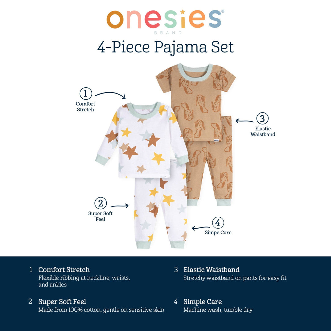 4-Piece Baby Neutral Dogs Pajamas Sets