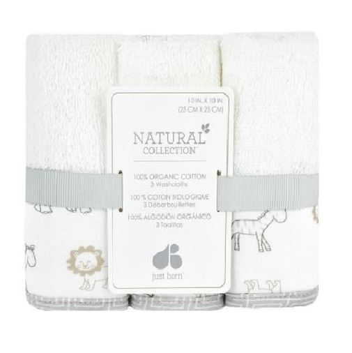 3-Pack Baby Neutral Animal Kingdom Woven Washcloths-Gerber Childrenswear