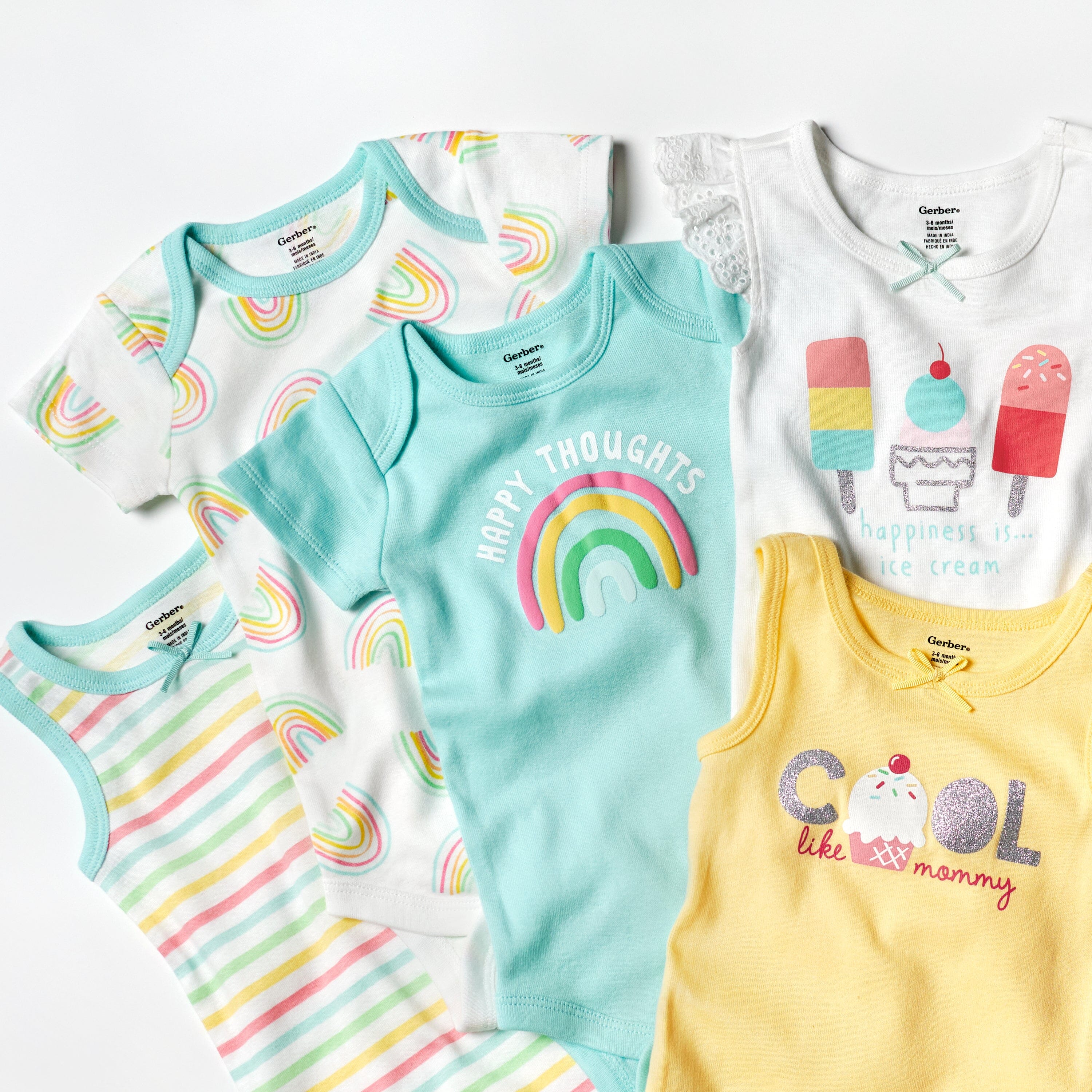 4-Pack Baby Girls Dots Of Rainbows Tank Onesies® Bodysuits – Gerber ...