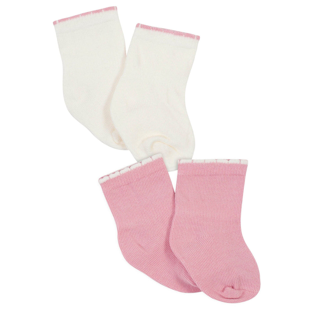 6-Piece Baby Girls Dark Pink/White Wiggle Proof® Socks